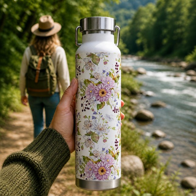 Pastell-Wildblumen-Blumen-Ästhetik-Design Trinkflasche (Pastel Wildflower Floral Aesthetic Design Water Bottle)