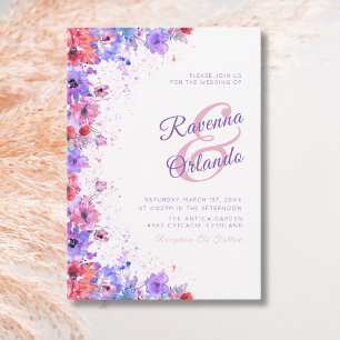 Pastell-Wildblumen-Blumen-Romanische-Hochzeit Einladung