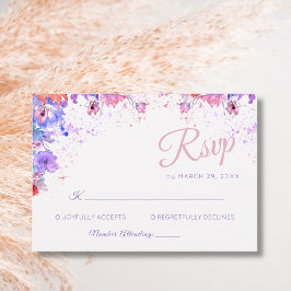 Pastell-Wildblumen-Blumen-Romantische-Hochzeit RSVP Karte