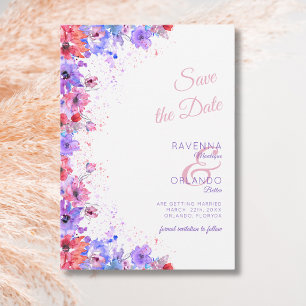 Pastell-Wildblumen-Blumen-Romantische-Hochzeit Save The Date