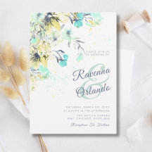 Pastell-Wildblumen-Botanik-Romantik Blaue Hochzeit