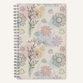 Pastell-Wildblumen-Collage – Chic Floral Geometris Notizbuch