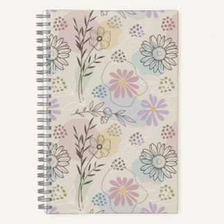 Pastell-Wildblumen-Collage – Chic Floral Geometris Notizbuch
