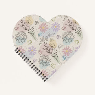 Pastell-Wildblumen-Collage – Chic florales Geometr Notizbuch