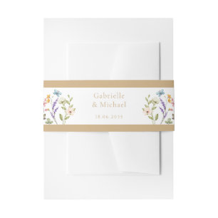 Pastell-Wildblumen-Hochzeit-Beige-Rand Einladungsbanderole