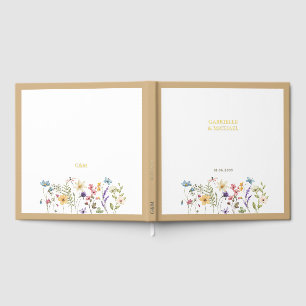 Pastell-Wildblumen-Hochzeit Beige-Rand Gästebuch