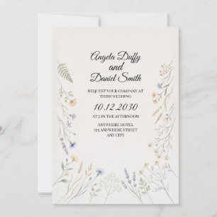 Pastell-Wildblumen-Hochzeit Einladung