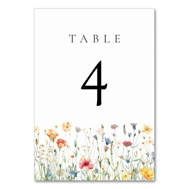 Pastell-Wildblumen-Hochzeitstisch-Nummer Tischnummer (Vorderseite)