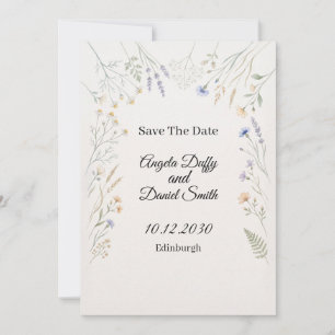 Pastell-Wildblumen-Karte zur Speicherung des Hochz Save The Date
