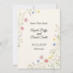 Pastell-Wildblumen-Karte zur Speicherung des Hochz Save The Date