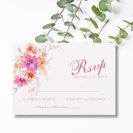Pastell-Wildblumen-Pfingstrose-Anemonen-Hochzeit RSVP Karte
