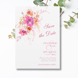 Pastell-Wildblumen-Pfingstrose-Anemonen-Hochzeit Save The Date