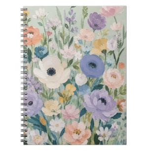 Pastell-Wildblumengarten-Blumen-Klassiker-Notizbuc Notizblock