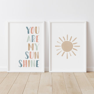Pastell You Are My Sunshine und Sun Girl Kinderzim Bilderwand Sets