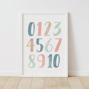 Pastell-Zahlen Mädchen-Nursery-Dekor Poster
