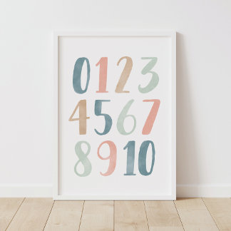 Pastell-Zahlen Mädchen-Nursery-Dekor Poster