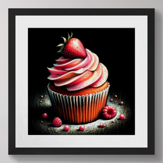 Pastell Zeichnend Erdbeere Cupcake Poster (Von Creator hochgeladen)