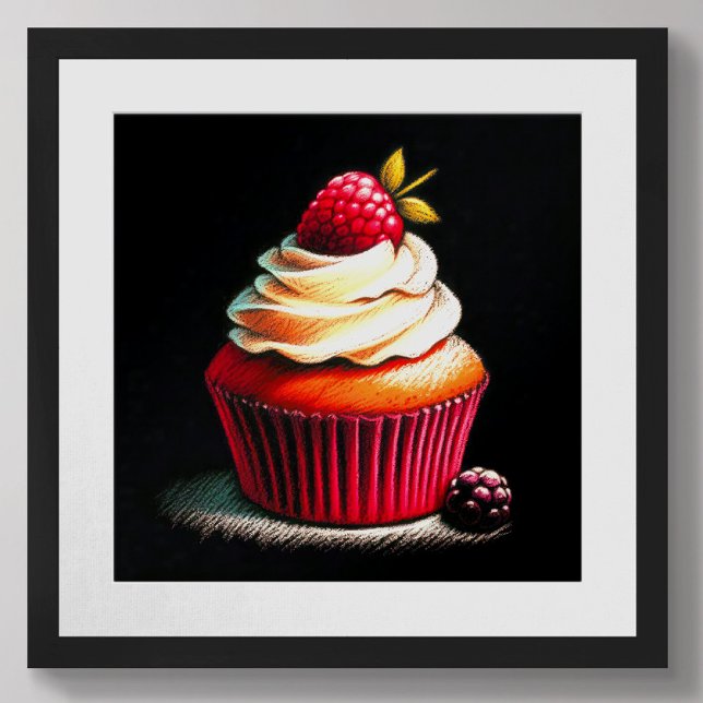 Pastell Zeichnend Himbeere Cupcake Poster (Von Creator hochgeladen)