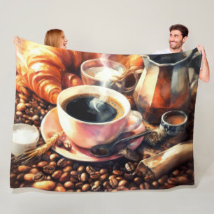 Pastell Zeichnend Kaffeecup Bohnen Konditorei Fleecedecke
