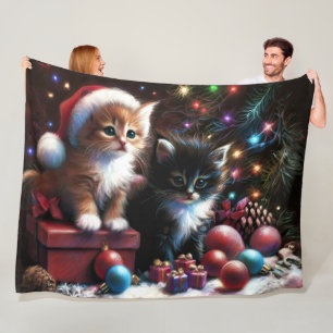 Pastell Zeichnend Kittens Weihnachten Fleecedecke