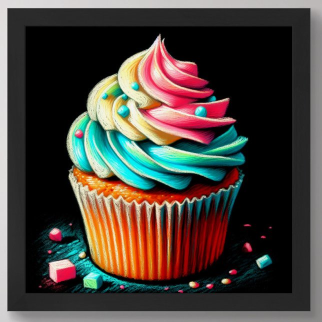 Pastell Zeichnend Tri Color Zuckerguss Cupcake Poster (Von Creator hochgeladen)