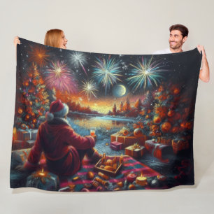 Pastell Zeichnend Weihnachtsfeiertag Santa Fleecedecke