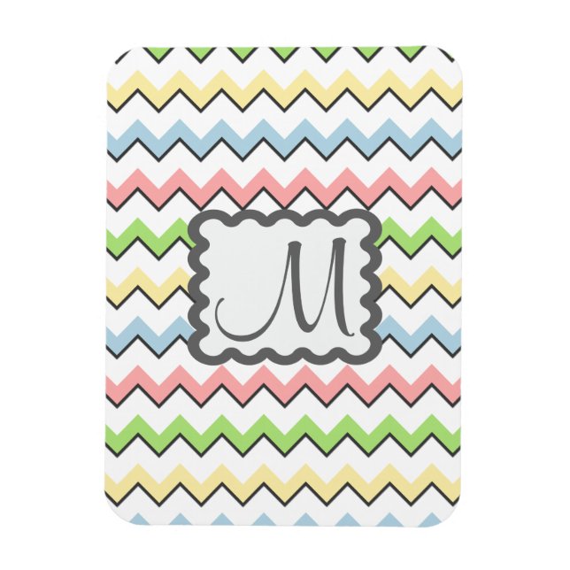 Pastell Zickzack mit Monogram von Shirley Taylor Magnet (Vertikal)