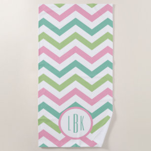 Pastell Zickzack Mit Monogramm Strandtuch
