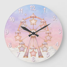 Pastell-Zirkus-Kinderzimmer-Wanduhr