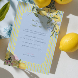 Pastell-Zitrus-Blau-Aquarell-Florale-Hochzeit Einladung