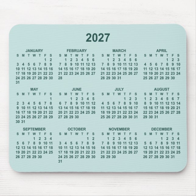 Pastell zu Dunkel Teal 2027 Kalender Mousepad (Vorne)