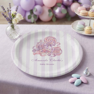 Pastell-Zuckerpflaumen-Baby-Party Pappteller