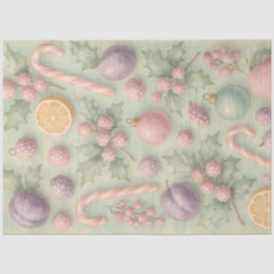 Pastell-Zuckerstangen- und Beeren-Weihnachtsdecoup Seidenpapier