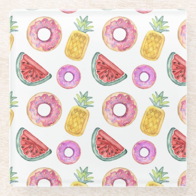 PastellAquarell-Pool-Floss-Muster Glasuntersetzer (Vorderseite)