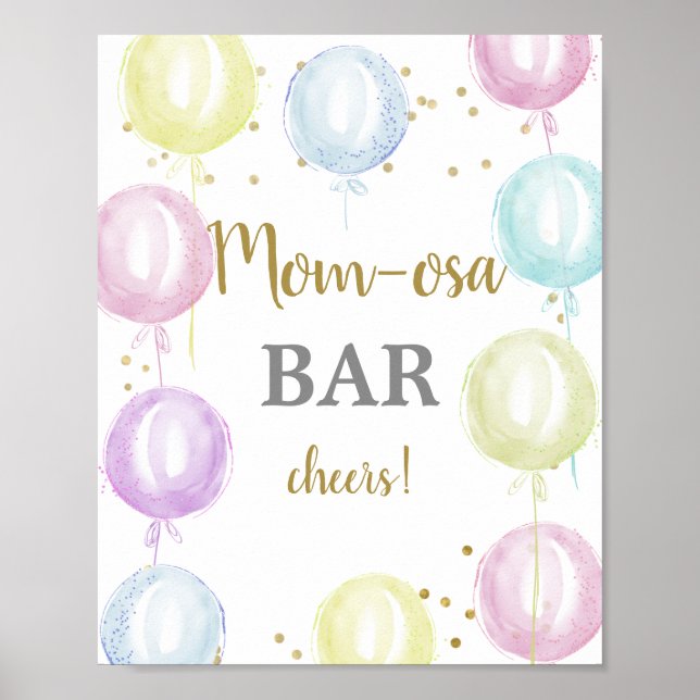 Pastellballons Kinderdusche Momosa Bar signa Poster (Vorne)