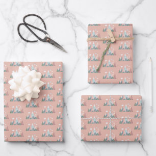 Pastellberge auf Lachsrosa Geschenkpapier Set