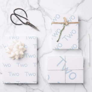 Pastellblau 2 Jahre alt Geschenkpapier Set