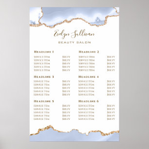 Pastellblau Agate Preisliste Poster