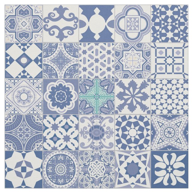 Pastellblau aus marokkanischem Kachel Stoff (Muster)