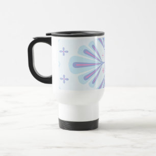 Pastellblau geometrisches Blumenmuster Reisebecher
