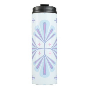 Pastellblau geometrisches Blumenmuster Thermosbecher