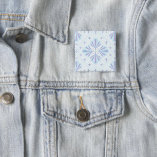 Pastellblau geometrisches florales Wiederholungsmu Button