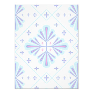 Pastellblau geometrisches florales Wiederholungsmu Fotodruck