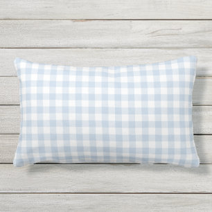 Pastellblau Gingham Muster geprüft Kissen Für Draußen