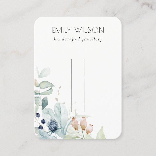 Pastellblau-grüne Foliage-Hairpin-Anzeige Visitenkarte (Vorderseite)