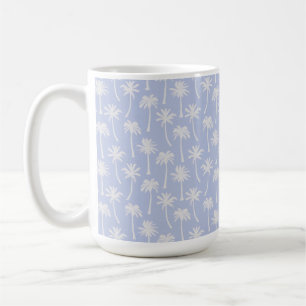 PASTELLBLAU MIT SOMMERLICHEN TROPISCHEN PALMBÄUMEN KAFFEETASSE