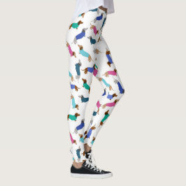 Pastellblau Pink Aquamarine Dackel Leggings