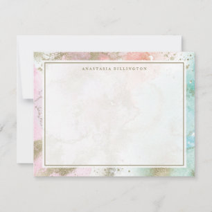 Pastellblau Pink Gold Abstrakt Stardust Mitteilungskarte
