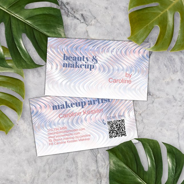 Pastellblau Pink Metallischer Marmorwald Art Muste Visitenkarte (Von Creator hochgeladen)