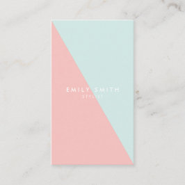 Pastellblau Pink Social Media Color Block Diagonal Visitenkarte